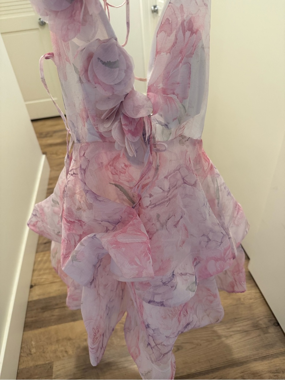 Pink Floral Ruffle Mini Dress - Picture 2 of 2